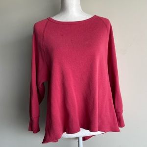 WE THE FREE PEOPLE Pink Waffle AMELIA THERMAL Oversized Slit Top Size Small